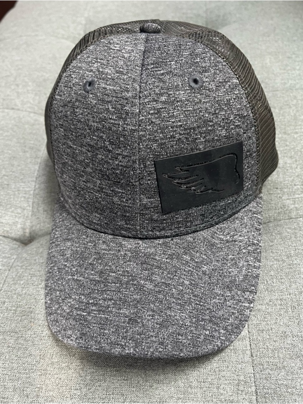 DeKalb NWOT Gray Heather Snap Back Green Mesh Trucker Cap with Wing Patch